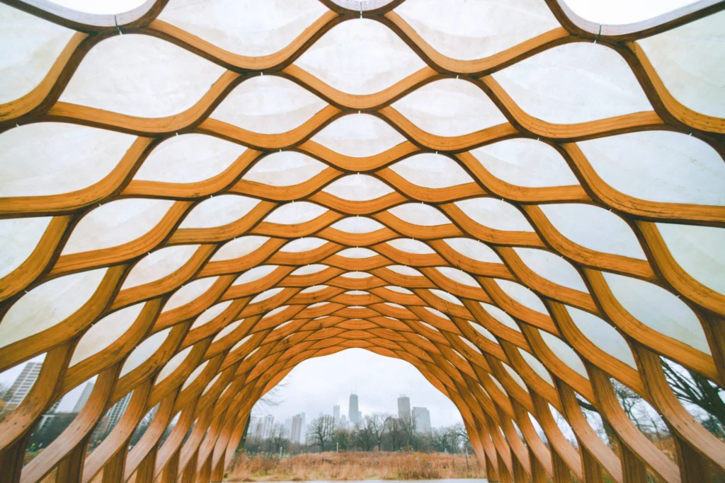 Wooden lattice canopy