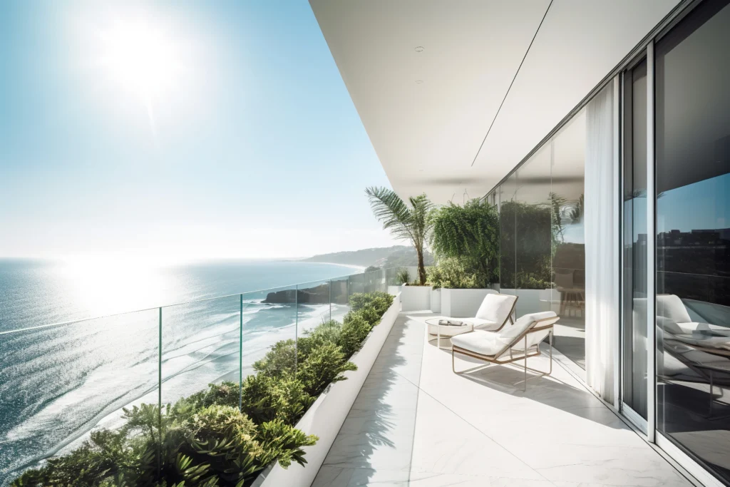 Terrace overlooking the ocean